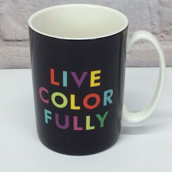 Kate Spade NY Lenox "Live Color Fully" Porcelain Coffee/Tea/Hot Cocoa Mug 12oz - Picture 1 of 6